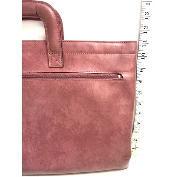 Vintage Burgundy Faux Leather Briefcase Tote Bag W/Top Handles/Zipper Pocket - Picture 5 of 7
